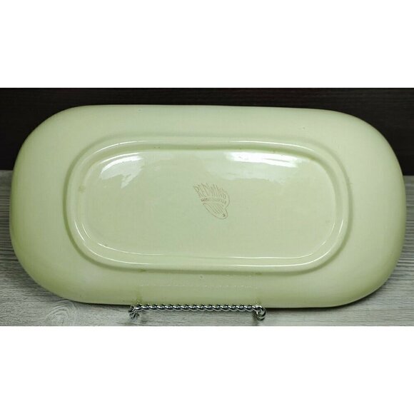 Red Wing Hand Painted Yellow Floral Dinnerware Curved Platter Stamp Rolling Tray - Picture 12 of 12